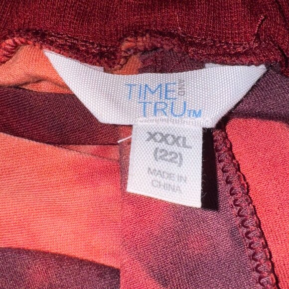 Tie-Dye Jogger Pants In Burgundy & Black Velour With Drawstring Waist For Women - Picture 4 of 7